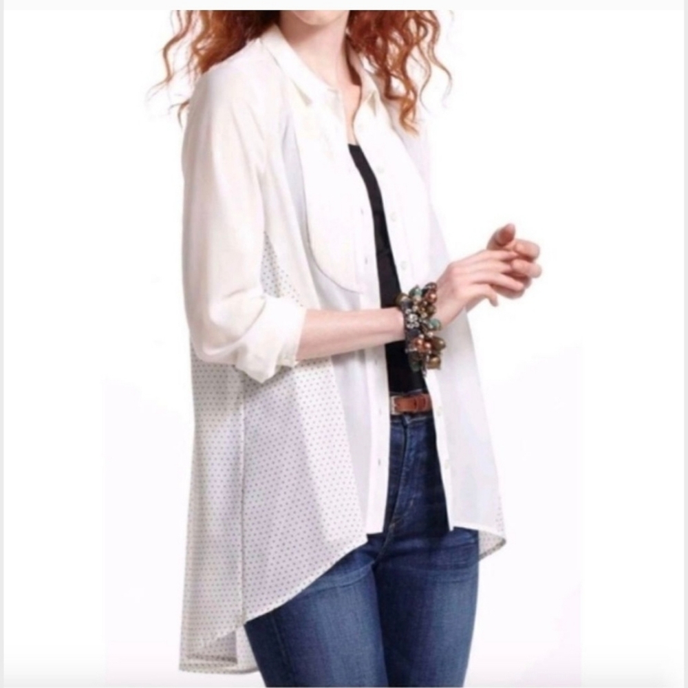 Anthropologie Maeve Ira Blouse Top 4 Cream Black‎